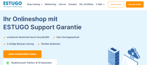 ESTUGO Screenshot der Startseite